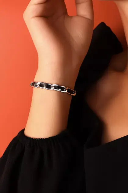 Armband silberfarben schwarz